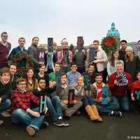 Happy Holidays from Mobify team. Group photo on the roof (Gastown, Vancouver BC)