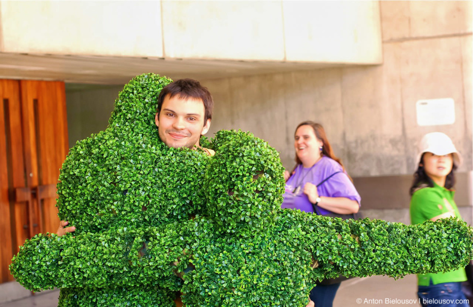 Green people hugs near on Toronto City Hall Green Roof