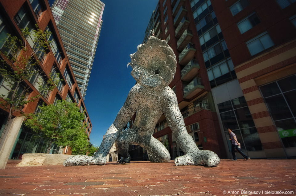 "Koilos" sheet-metal sculpture on Distillery Lane by Michael Christian