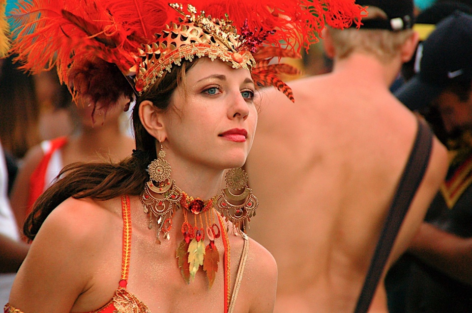 Toronto Caribana white girl in costume