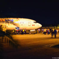 Sunwing airplane in Holguin airport Sunwing airplane in Holguin airport