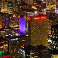 Toronto City Hall at night as seen from CN Tower Toronto City Hall at night as seen from CN Tower