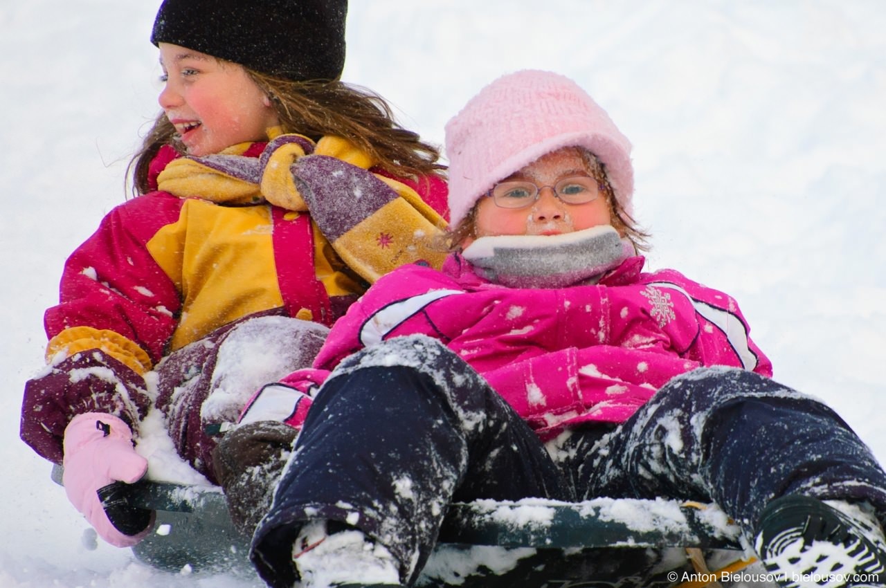 Kids Sledging in High Park