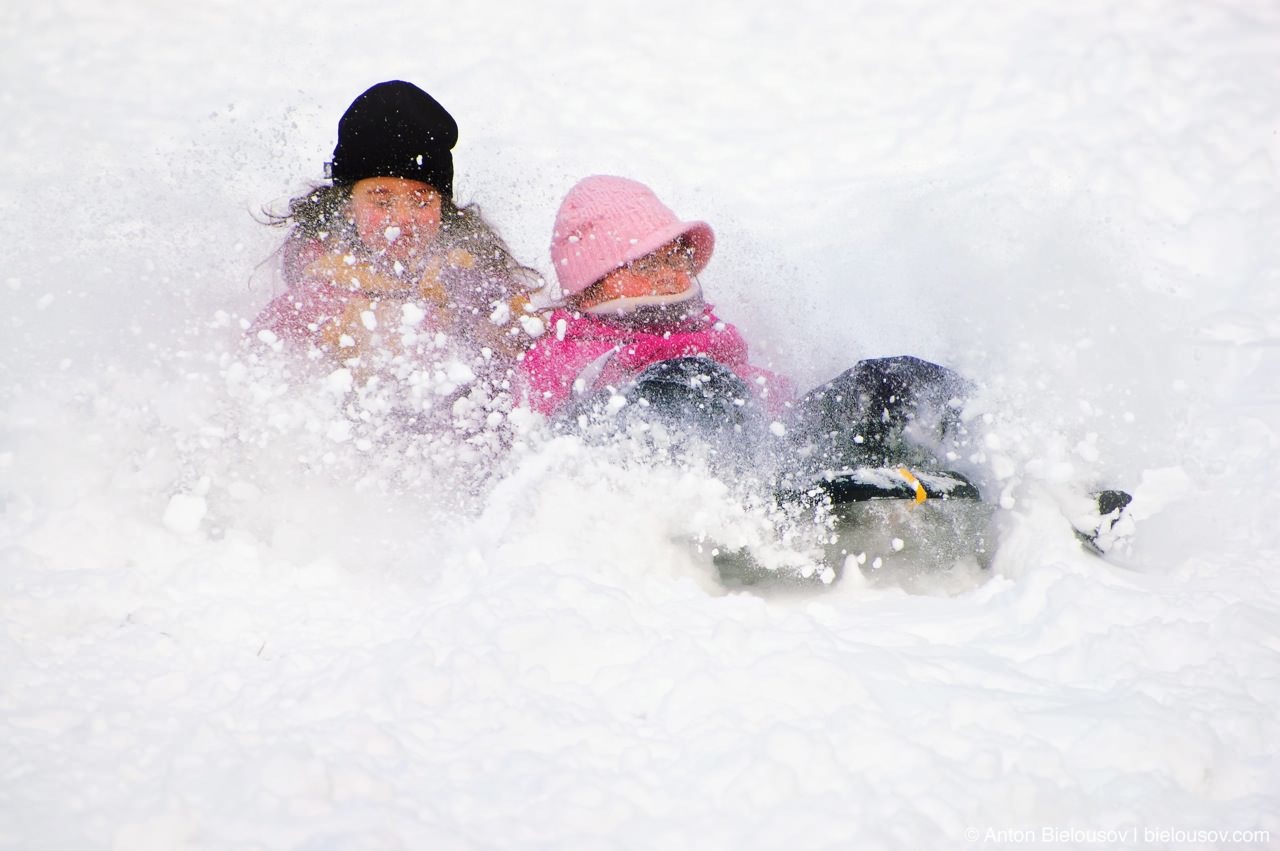 Kids Sledging in High Park