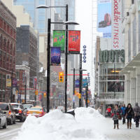Snowdrifts on Toronto Yonge St. after a snow storm Snowdrifts on Toronto Yonge St. after a snow storm