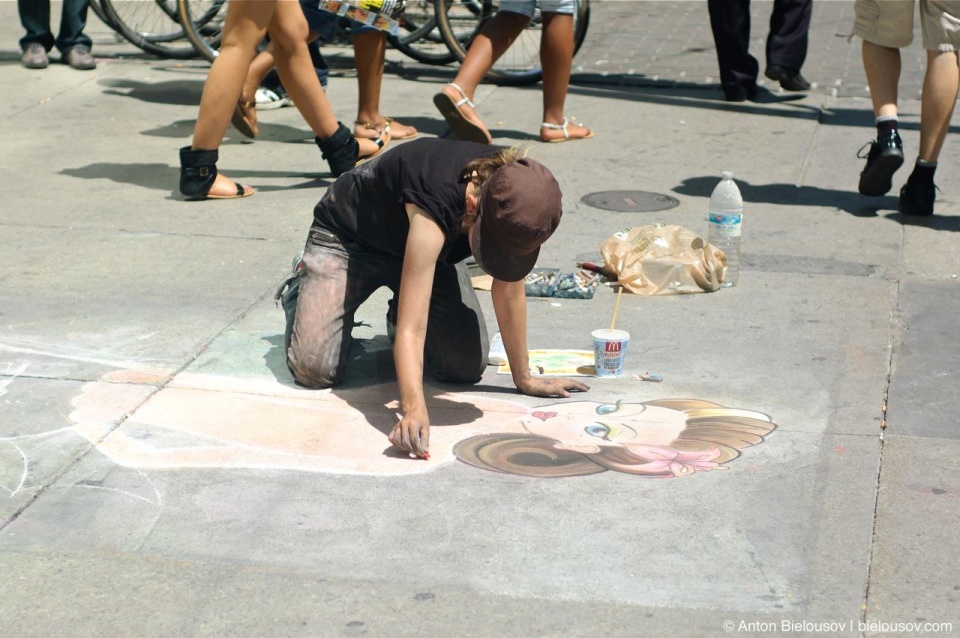 Chalk Drawing near Toronto Eaton's Centre