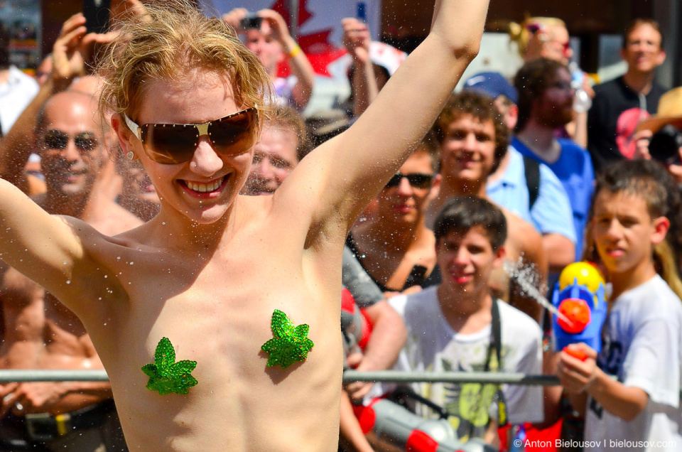 Topless girl at Pride 2011, Toronto