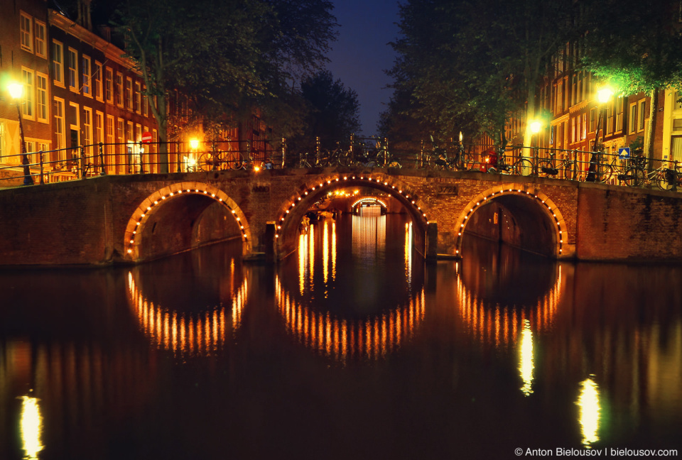 Amsterdam Channel Bridge at Night