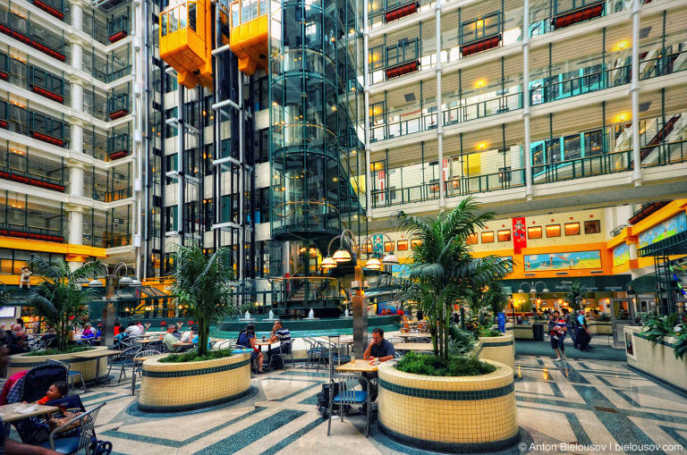 Toronto Sick Kids Hospital Lobby looks like a mall.