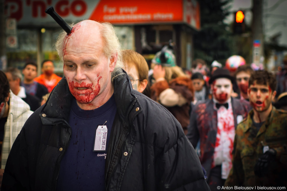 Toronto Zombie Walk 2010 — Zombie with a knife in his head