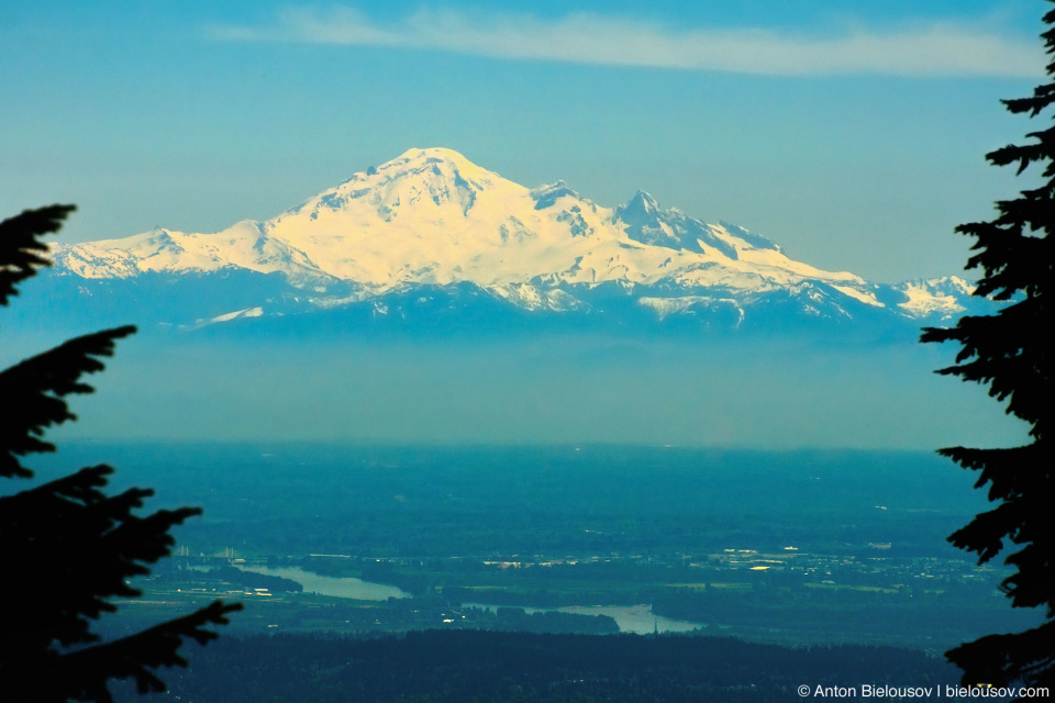 Baker Mountain in Washington, USA as seen from Grouse Mountain in Vancouver, BC