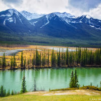 Banff National Park river and mountains Banff National Park river and mountains