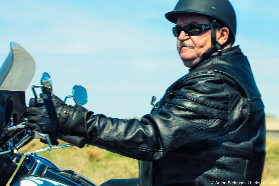 Biker on Trans-Canada Highway