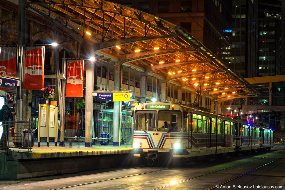 Calgary train on metro station