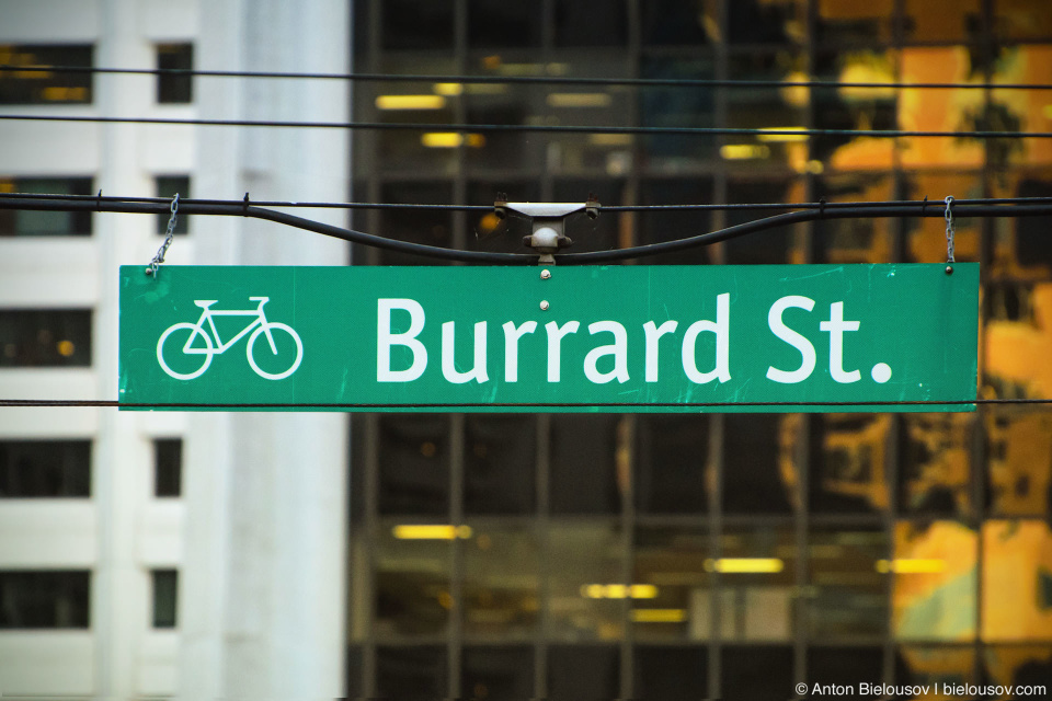 Vancouver Burrard St. bike lane sign