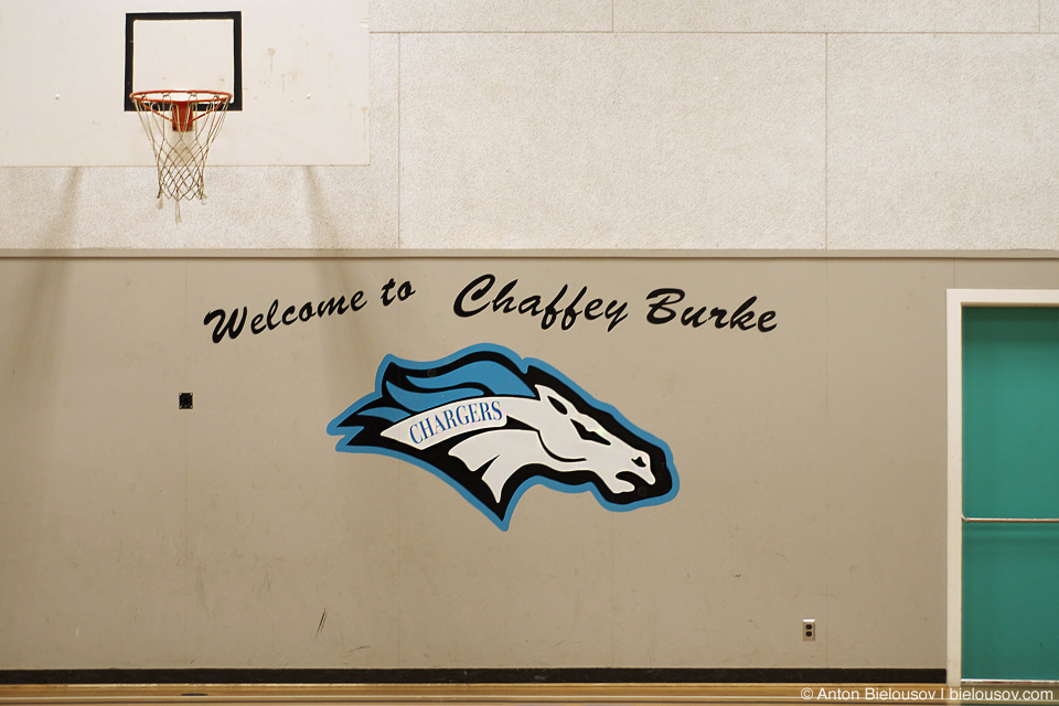 Welcome to Chaffey Burke logo at school's gym