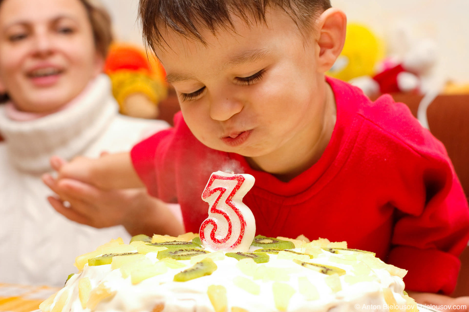 3 years birthday cake candle