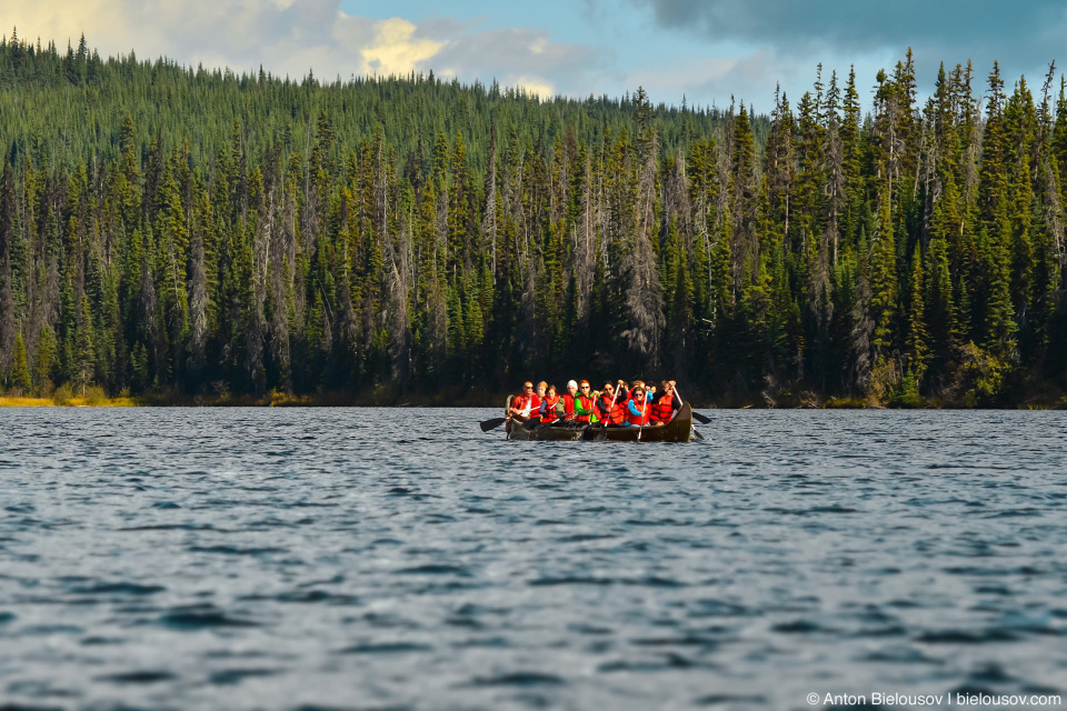 Mobify team canoeing at McGillivray Lake (Sun Peaks, BC)