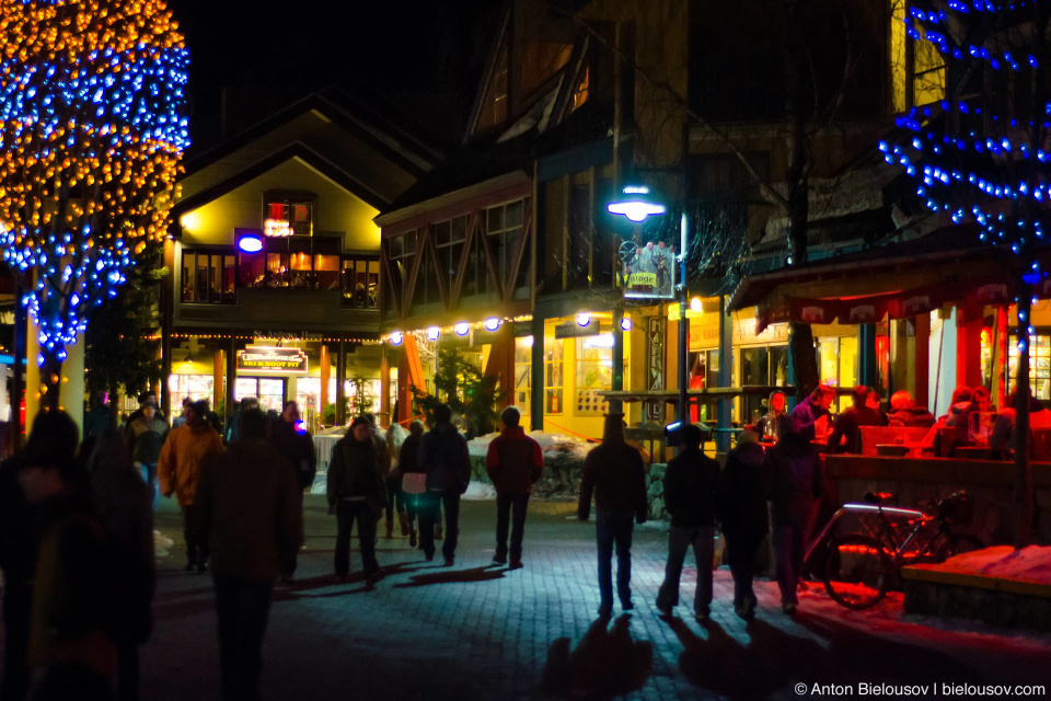 Whistler village at night