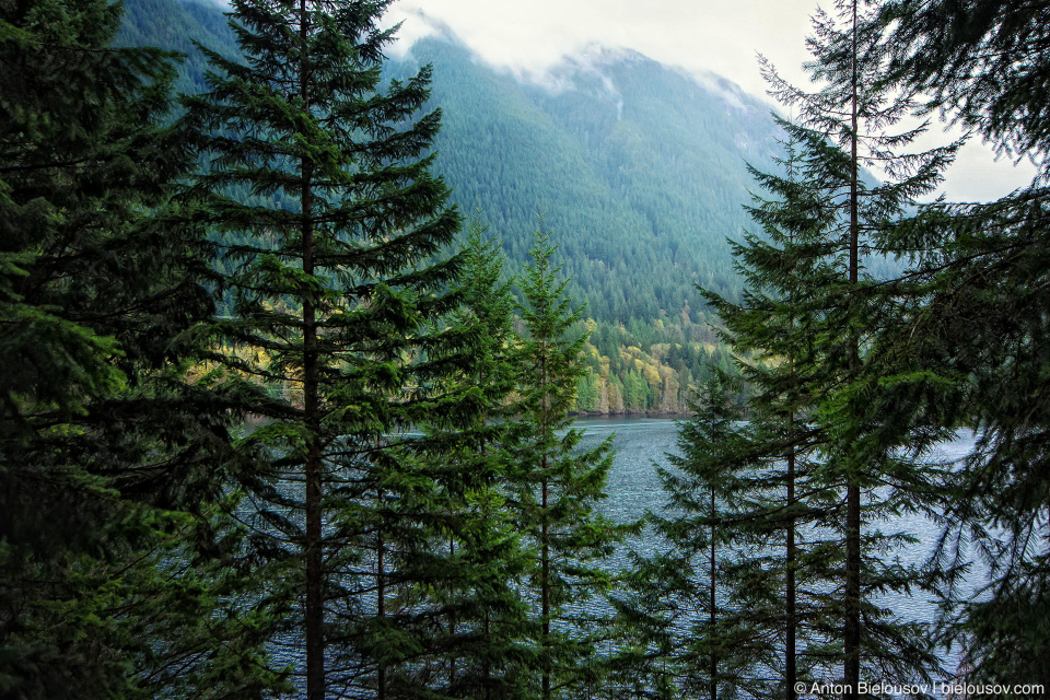 Вид на озеро Buntzen Lake с трейла