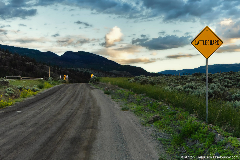 Cattleguard sign in Ashcroft, BC