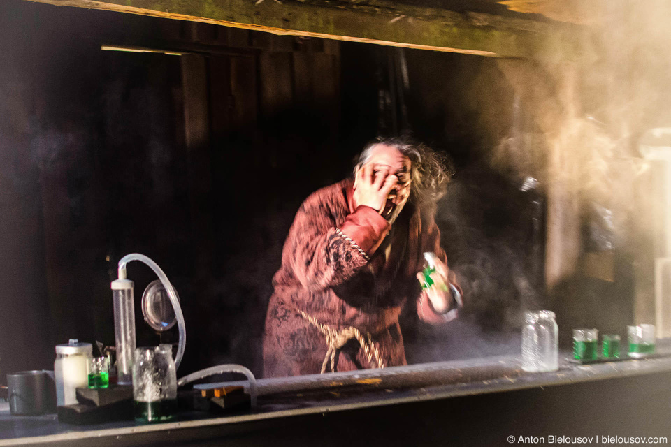 Mad scientist at Stanley Park Halloween Ghost Train (Vancouver, BC)