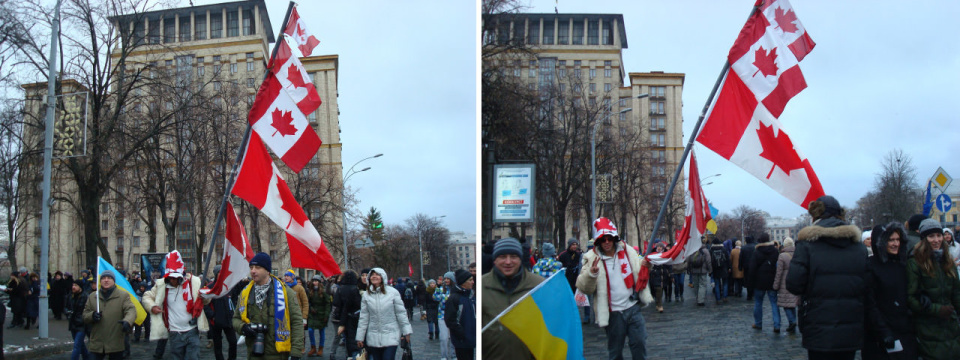 В декабре 2013 на Евромайдан в Киев прибыли более трехсот украинцев из Канады. 