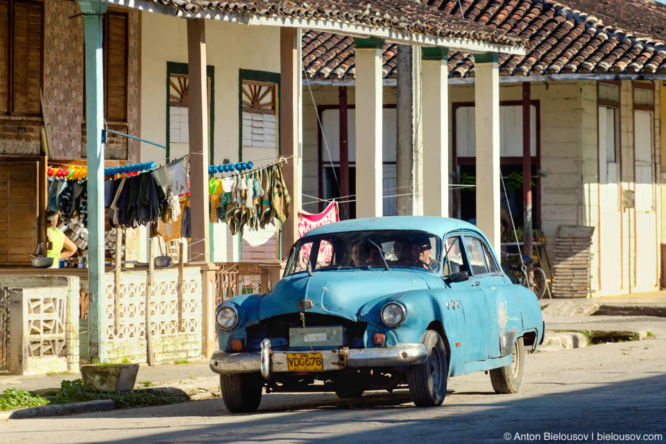 Vintage car on Camajuani street, Villa Clara, Cuba