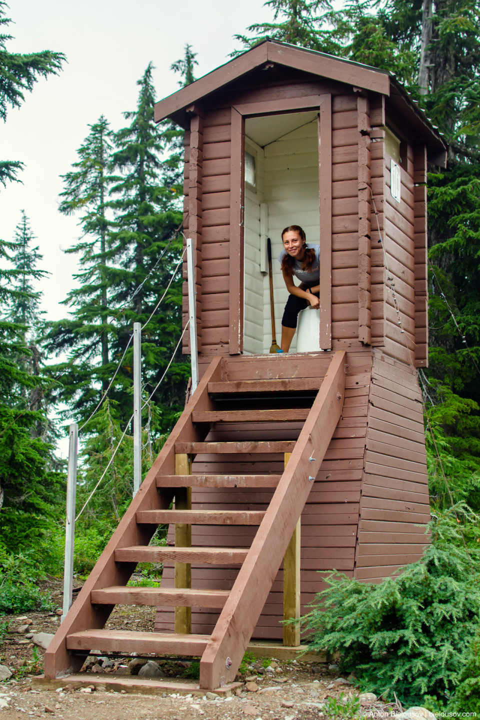 Elfin Lakes trail washroom in the mountains