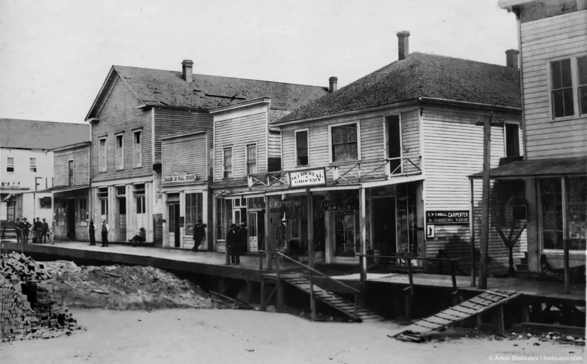 Путешествия: Подземный Сиэтл: mill street clapboards ca 1883 mr then