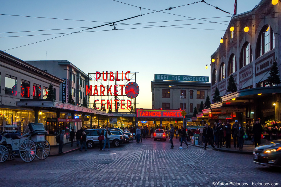 Pike PLace Market —Самый старый фермерский рынок в США, беспрерывно работающий с 1907 года (Seattle, WA)