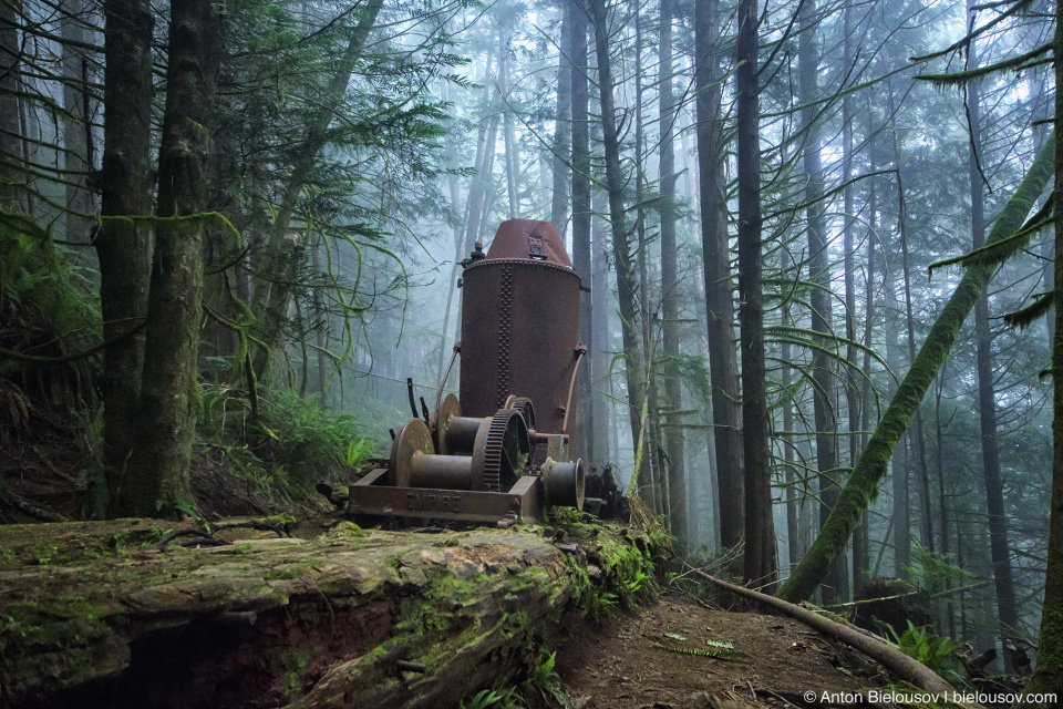 West Coast Trail steam donkey engine on 72km