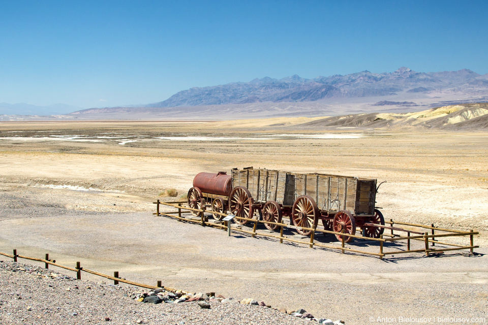 Twenty-mule-team wagons, Death Valley, CA