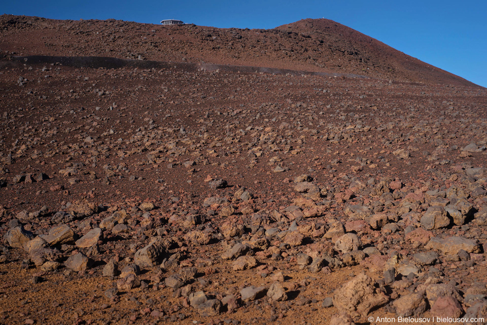 Haleakala Crater breccia cinders landscape at sunset (Maui, HI)