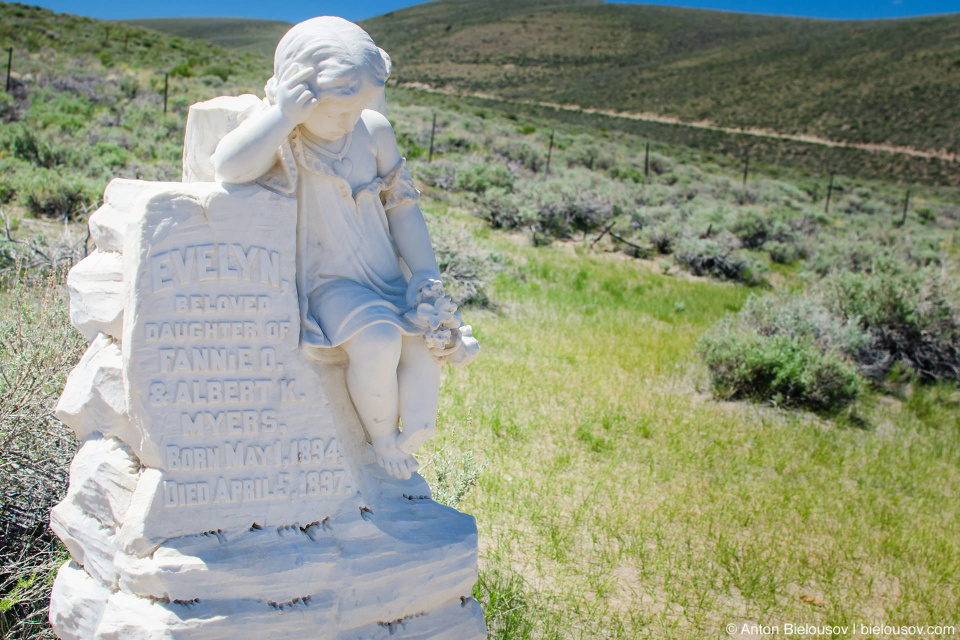 Cemetery child grave monument, Bodie, CA