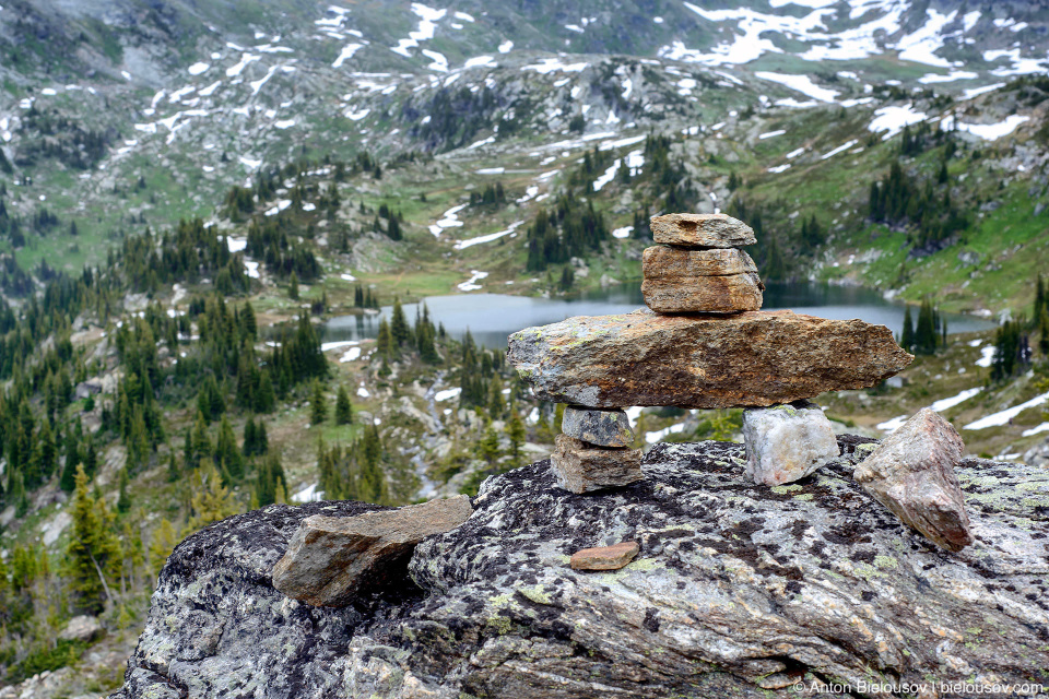 Inuksuk at Sheila Lake, trophy Mountain, Wells Gray Provincial Park, BC