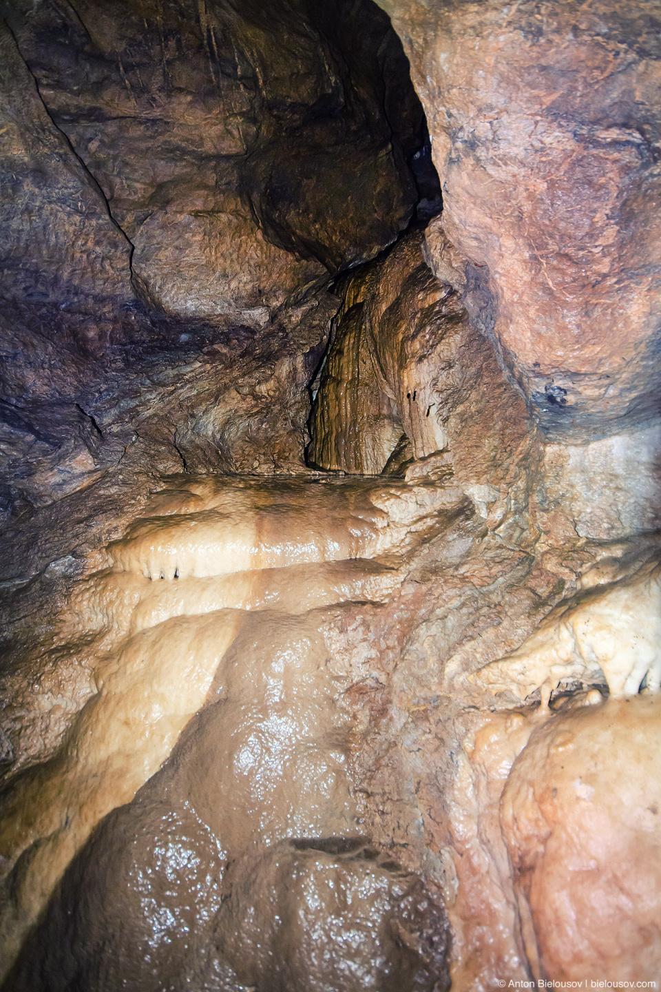 Calcite waterfall in Horne Lake Riverbend Cave (Vancouver Island, BC)