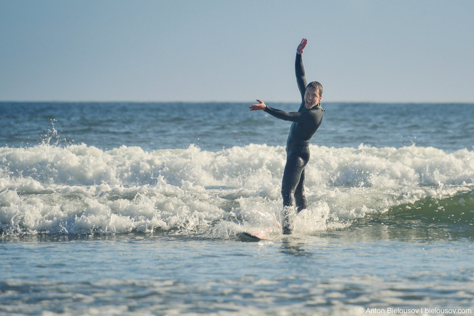 Surfing on Vancouver Island