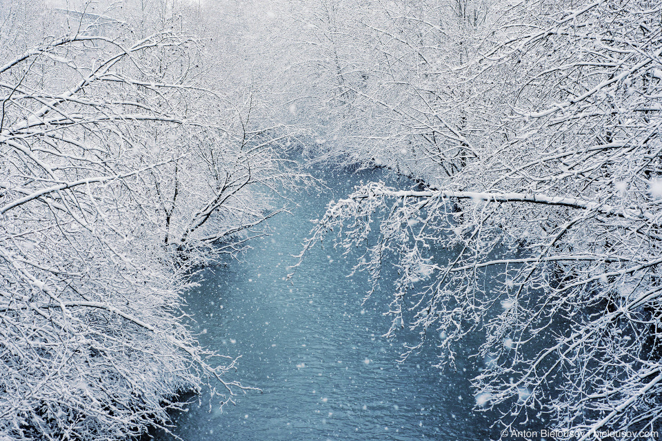 Coquitlam River in snow