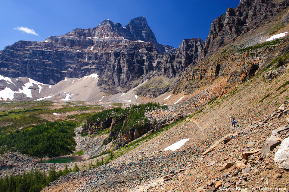 Valley of Ten Peaks view from Wenkchemna Pass trail, Banff National Park