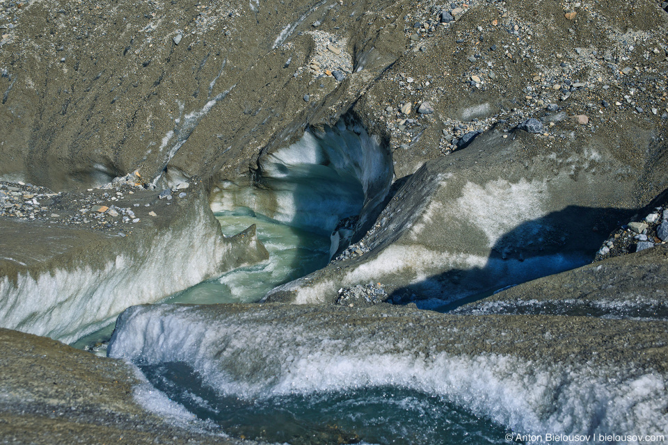 Athabasca Glacier meltwater flows, Columbia Icefield, Jasper National Park