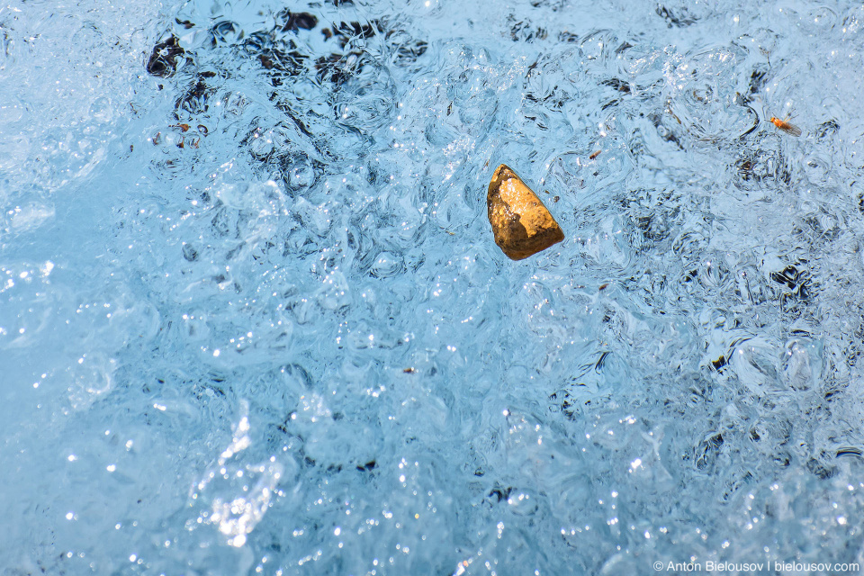 Rocks melted into the Athabasca Glacier ice, Columbia Icefield, Jasper National Park