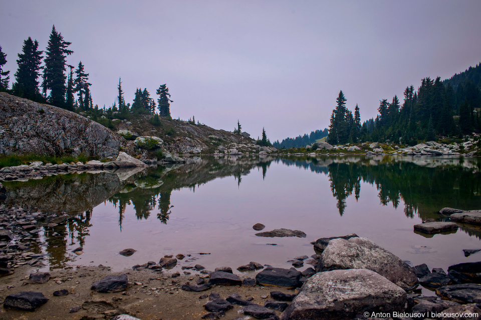 Morning at Mount Sproatt alpine lake