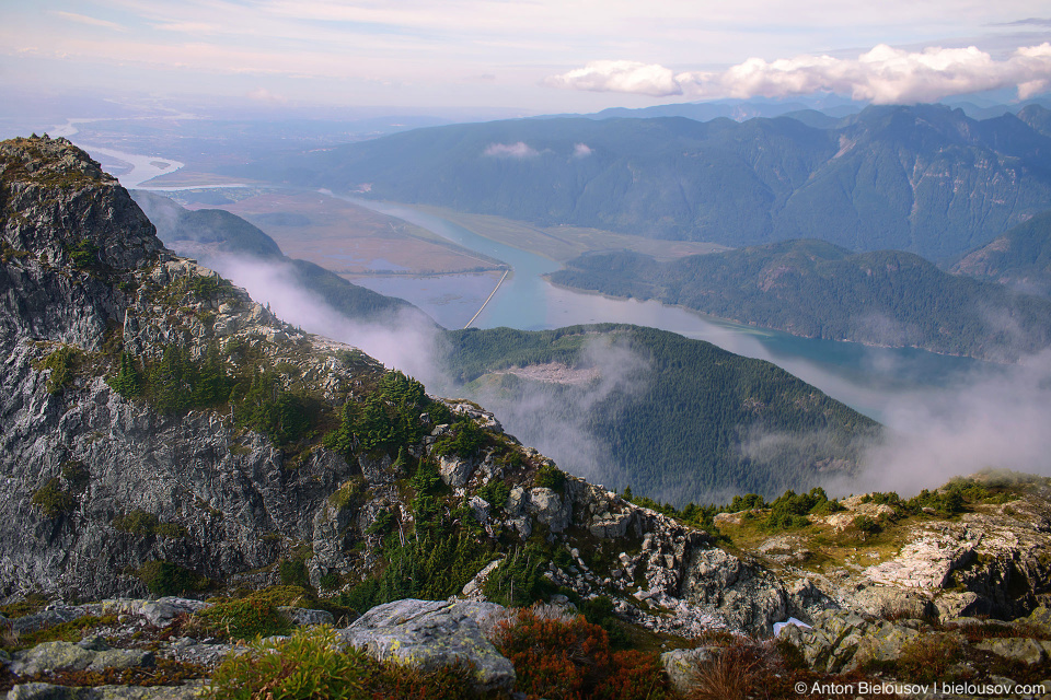 Golden Ears Peak trail view to Pitt Lake and Grant Narrows Regional Park