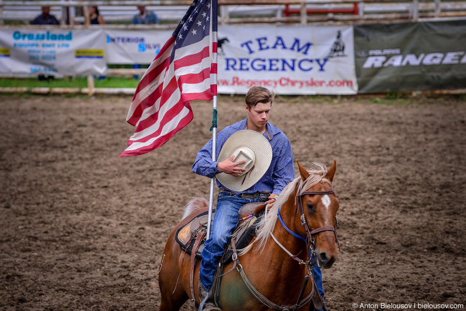 USA Flag at Rodeo opening in Keremeos, BC