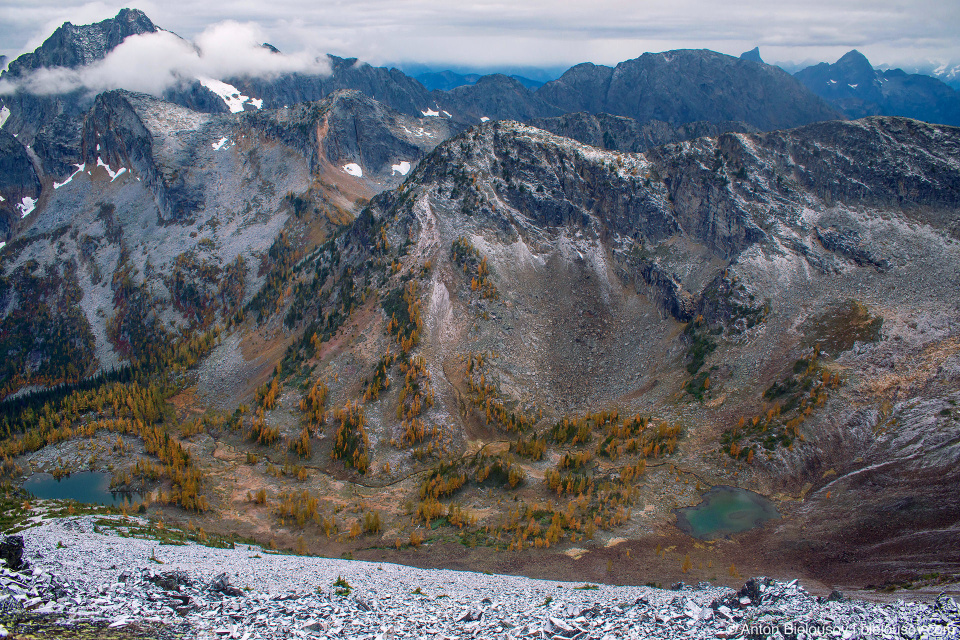 Canada - United States border in front of Castle Peak, 2,532m