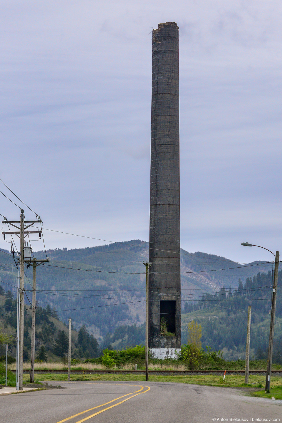 Old smoke stack in Gribaldi, OR