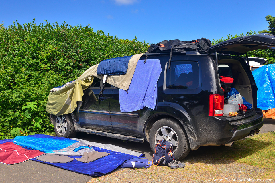 Drying gear at Kalaloch campsite, Olympic National Park