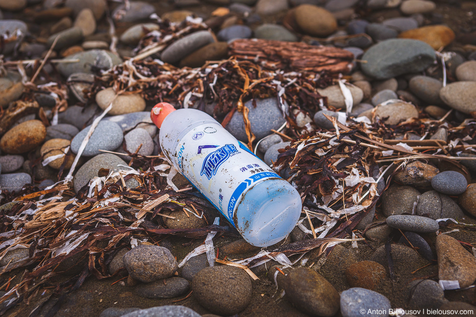 Chinese Lircon bottle on the beach