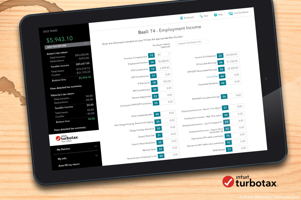 TurboTax T4 forms